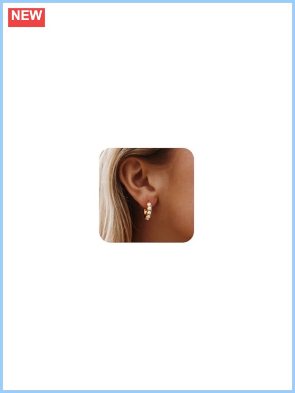 14k Gold Plated Pearl Hoop Earrings Hypoallergenic Huggie